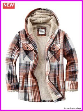 Full Zip Fleece Flannel Jacket Plaid Sherpa Lined Jacket